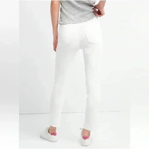 GAP True Skinny Jeans High Rise Split Hem Front Ankle Slit Stretch White Size 26 - Picture 3 of 16
